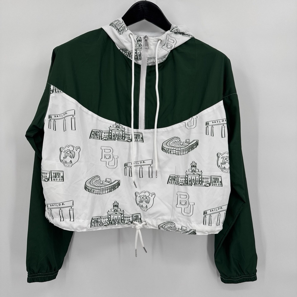 Baylor University Women's Cropped Pullover Windbreaker One Size Logo Graphic